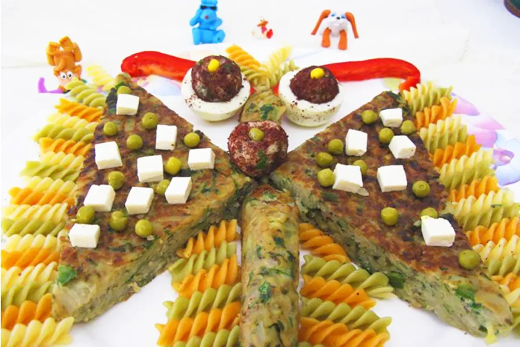 green potatoes omelette for children