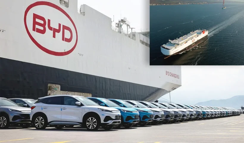 ship loaded with BYD cars