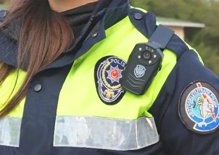 Turkish police woman with body cam