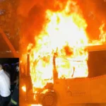 bus on fire in Antalya