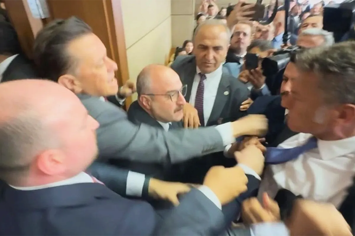 pelea en el parlamento turco