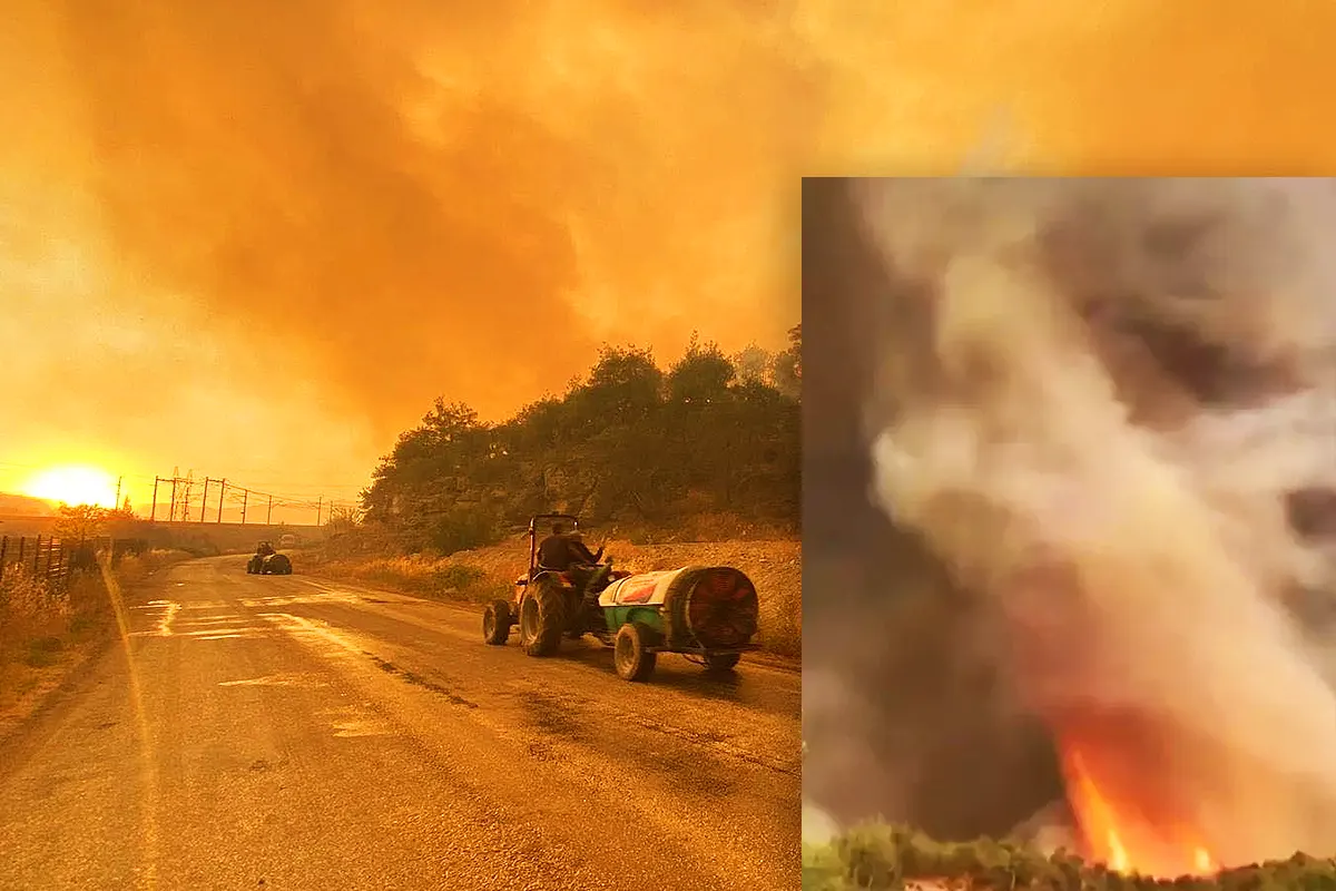 fire tornado during wildfires in Turkey