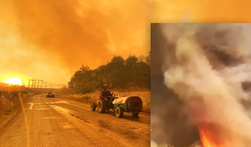tornado de fuego durante los incendios en Turquía