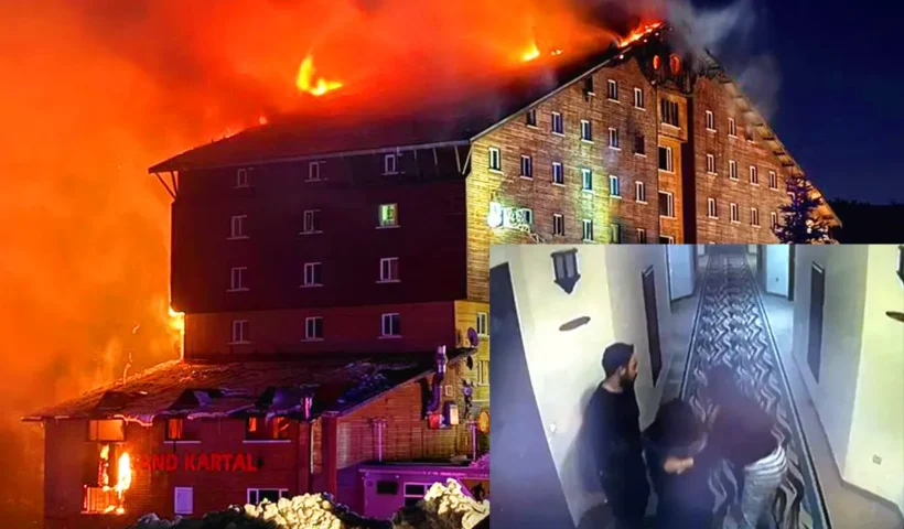 video of the fire in the Bolu hotel