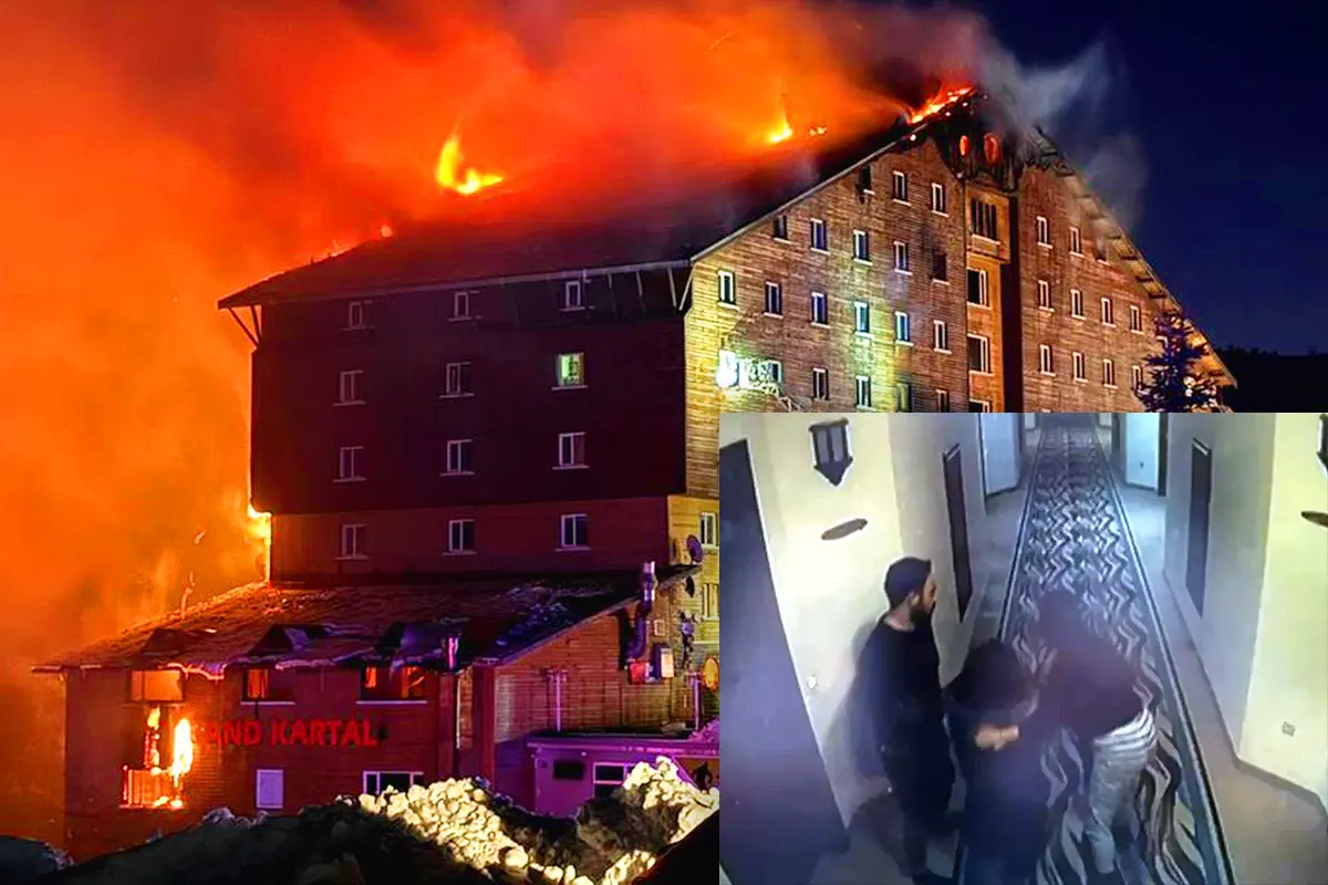 vídeo del incendio en el hotel de Bolu