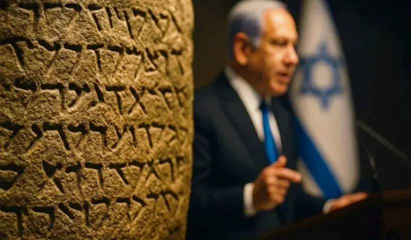 Netanyahu, inscripción hebrea