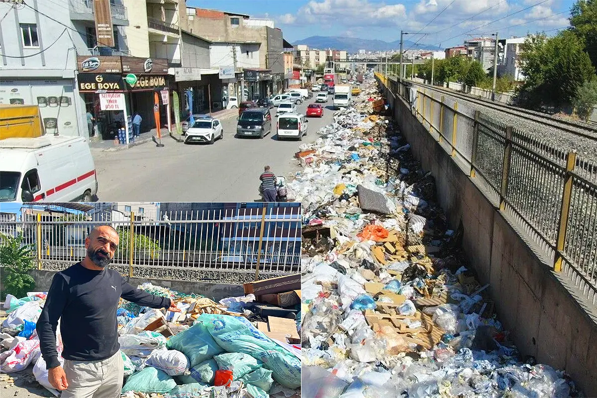 rubbish piles up in the streets of Izmir