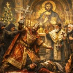 asesinato de un emperador bizantino en una iglesia durante la Navidad