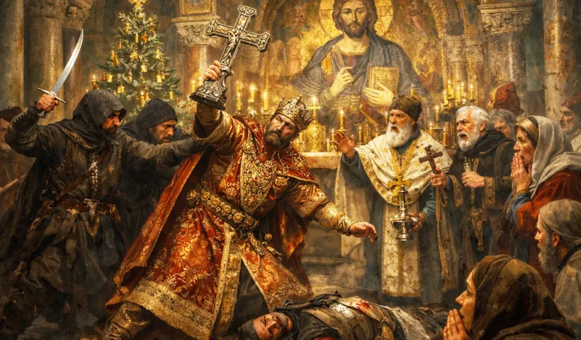 Byzantine emperor assassinated in a church at Christmas
