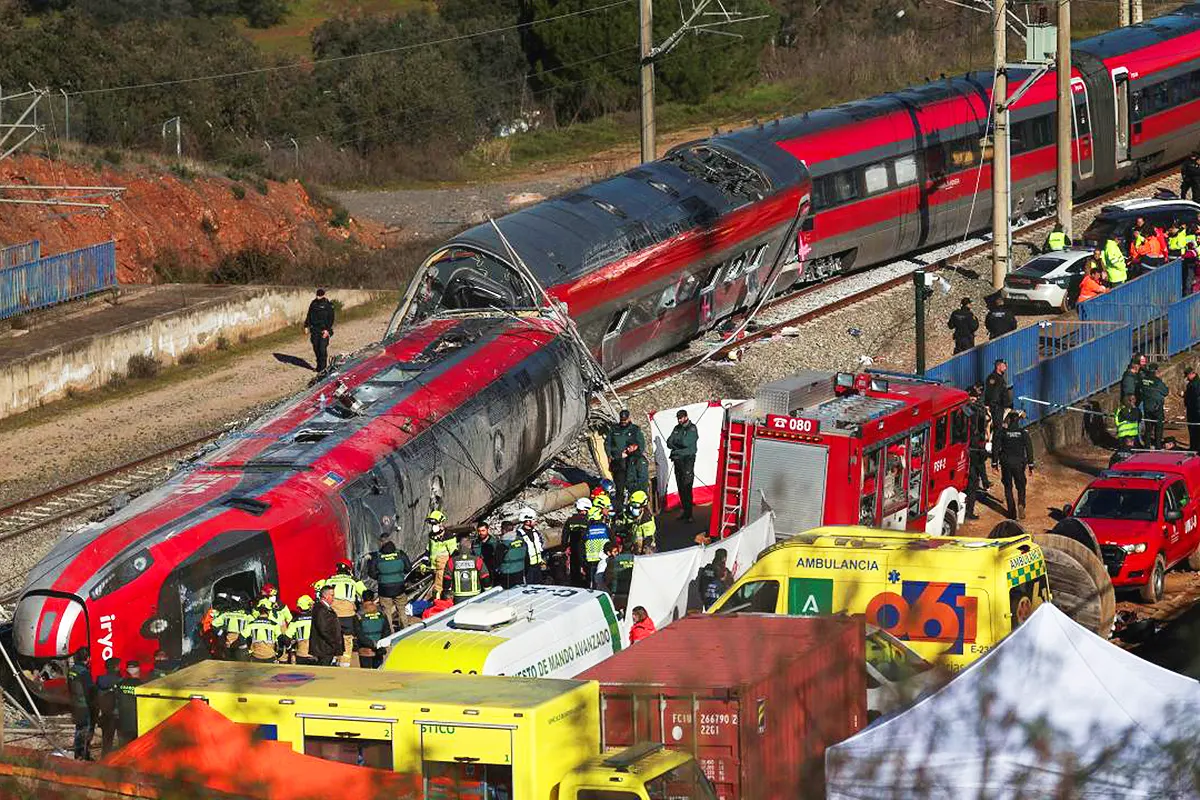imagen del mortífero accidente de tren de alta velocidad en Adamuz (Córdoba, España)