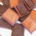 a plate with cocoa biscuits with dark and milk chocolate