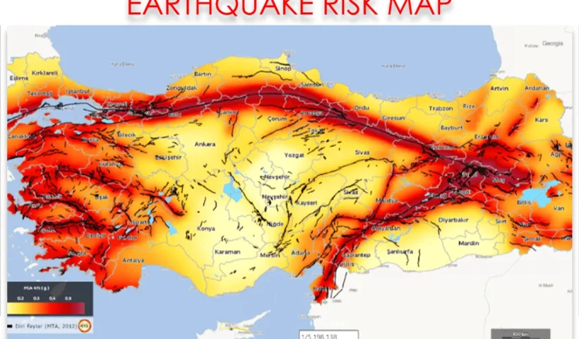 mapa de riesgo de terremotos en Turquía