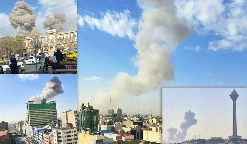 varias imágenes mostrando los bombardeos y ataques aéreos lanzados por EE.UU. e Israel sobre distintas ciudades de Irán