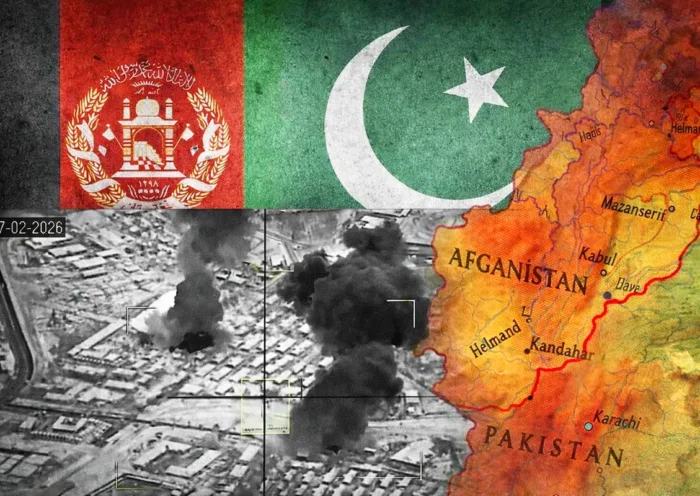 image of the Pakistani bombing of Kabul next to an image of the flags of Afghanistan and Pakistan and a map of the common border between the two countries