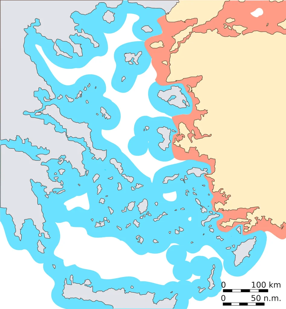 aguas territoriales de Grecia si las amplía hasta las 12 millas náuticas