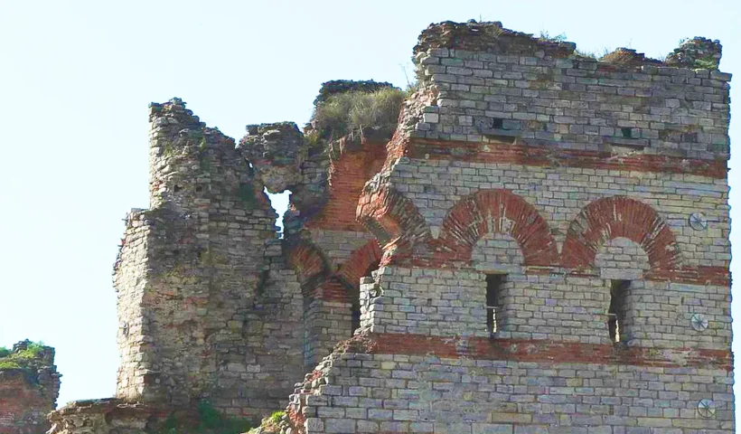 a ruined tower, part of Istanbul's historic city walls