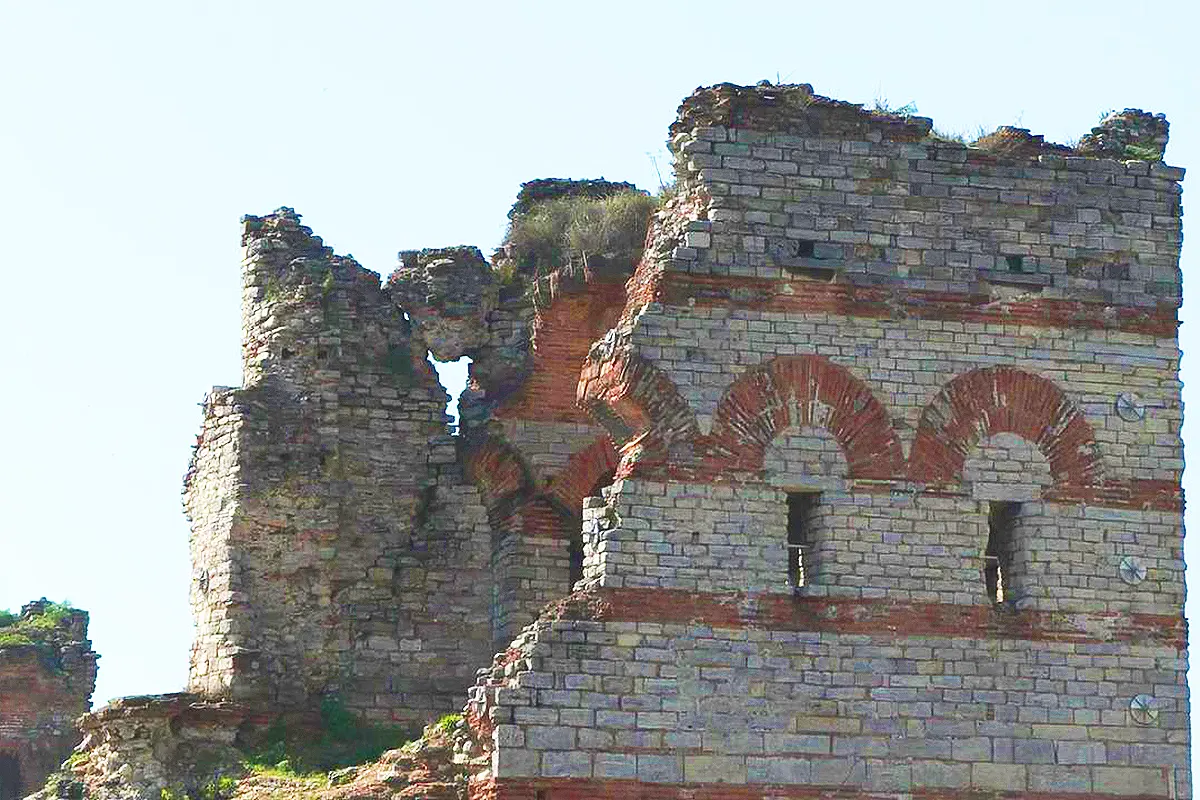 a ruined tower, part of Istanbul's historic city walls