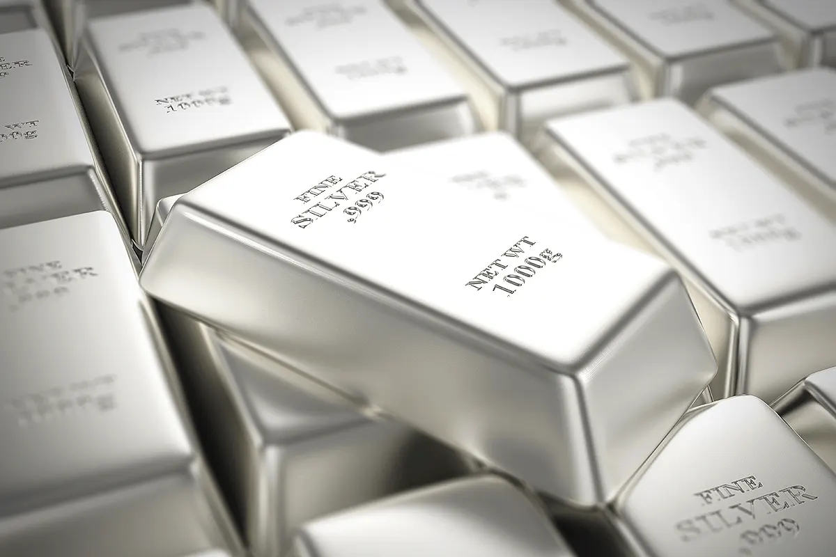 several silver bars aligned