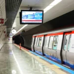 a metro convoy at a suburban station in Istanbul