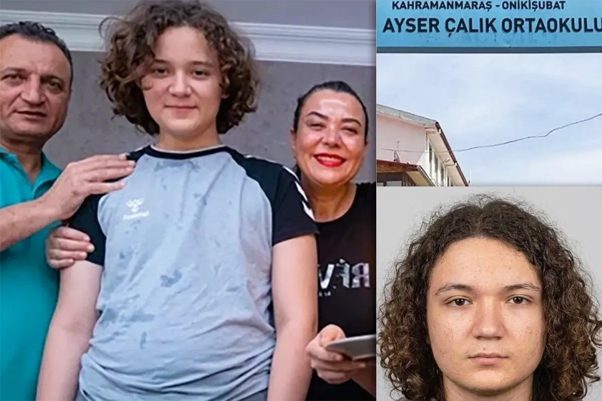İsa Aras Mersinli, el menor autor del tiroteo en una escuela de Kahramanmaraş, junto a su padre y su madre