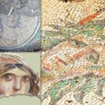 images of the mosaics discovered in Zile (Turkey), one of which bears a Greek inscription, alongside an image of the famous ‘Gypsy Girl’ mosaic from Zeugma