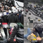 4 images showing trade union protests and police arrests during May Day in Istanbul