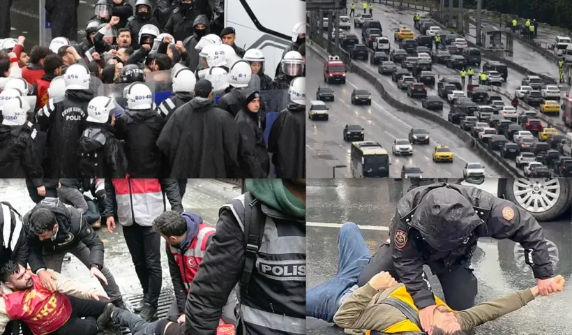 4 images showing trade union protests and police arrests during May Day in Istanbul