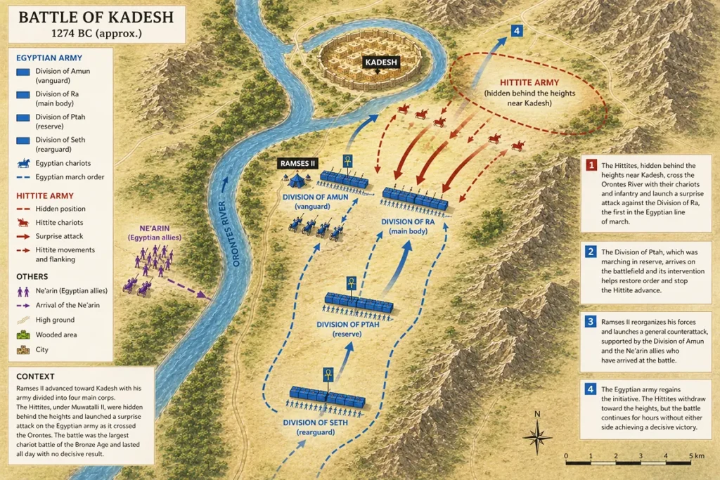 strategic map of the Battle of Kadesh