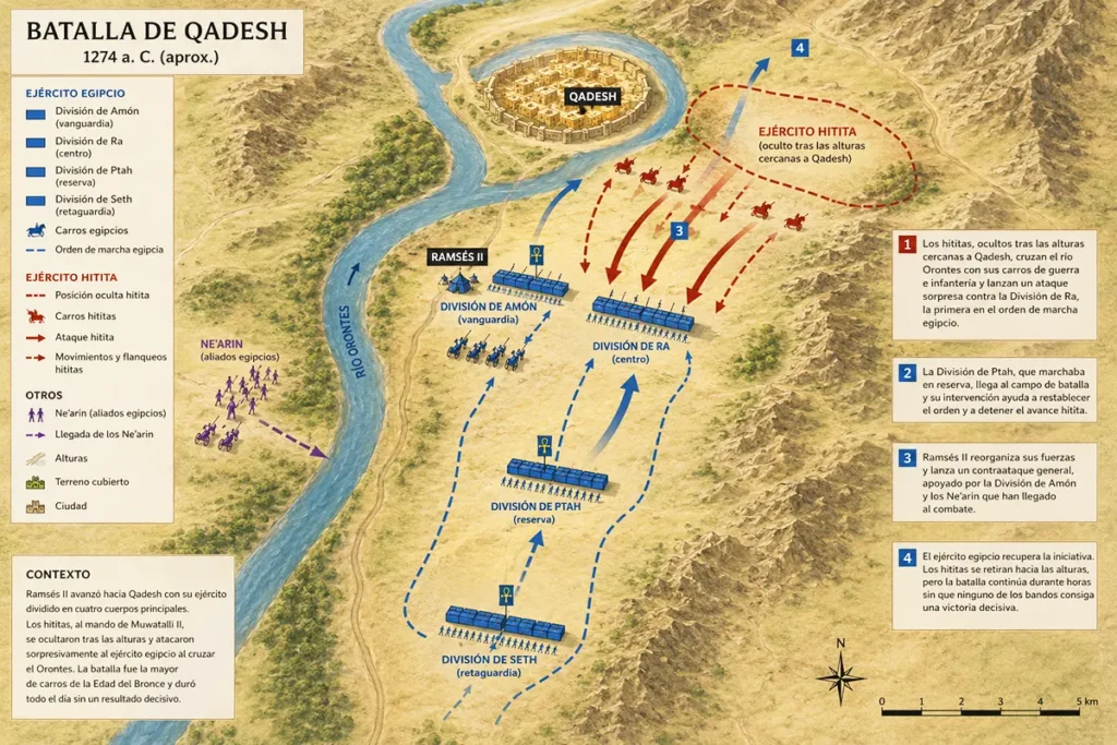 mapa estratégico de la batalla de Qadesh
