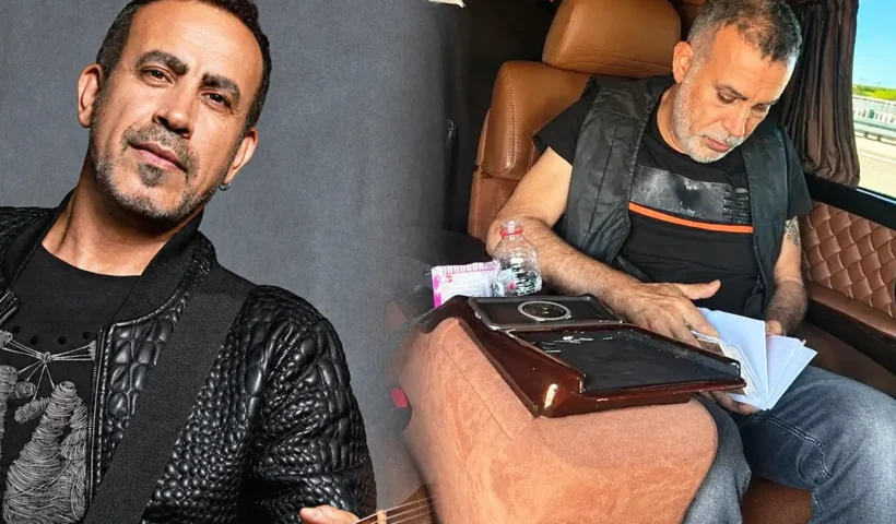 imágenes del cantante turco Haluk Levent en una limusina y en una foto artística
