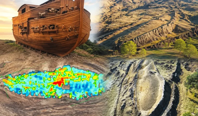 varias imágenes representando al Arca de Noé y a la misteriosa formación en forma de barco de Durupınar, en Turquía