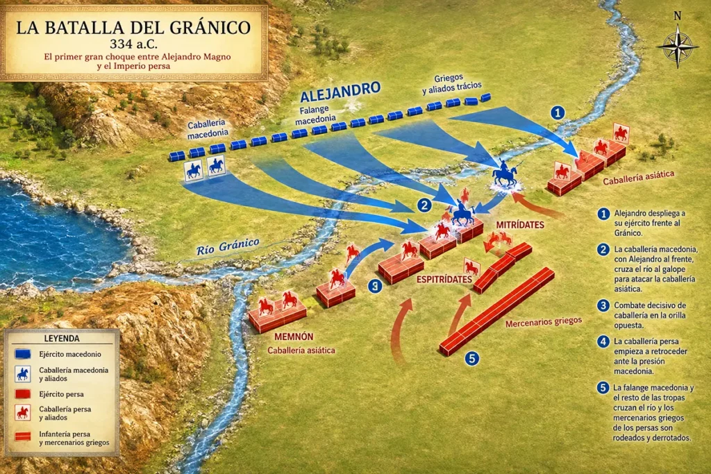 mapa de la batalla del Gránico