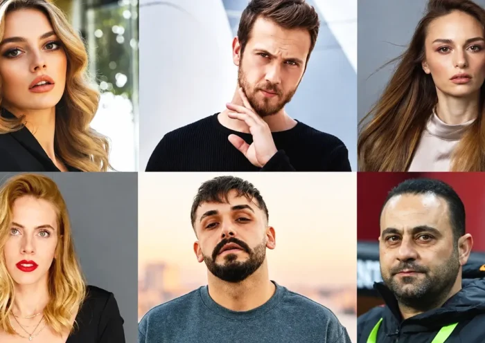 imagen que combina varias fotografías de actores, cantantes, exfutbolistas y otros famosos turcos