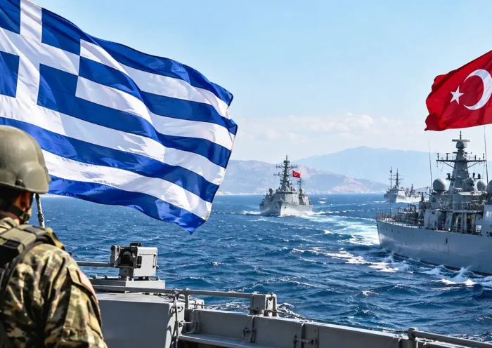 barcos de guerra de Grecia y Turquía frente a frente en el Egeo