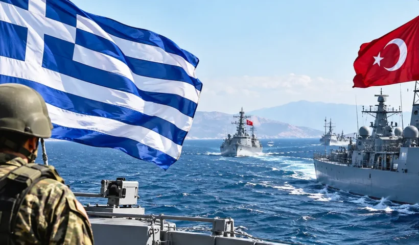 Greek and Turkish warships face off in the Aegean Sea
