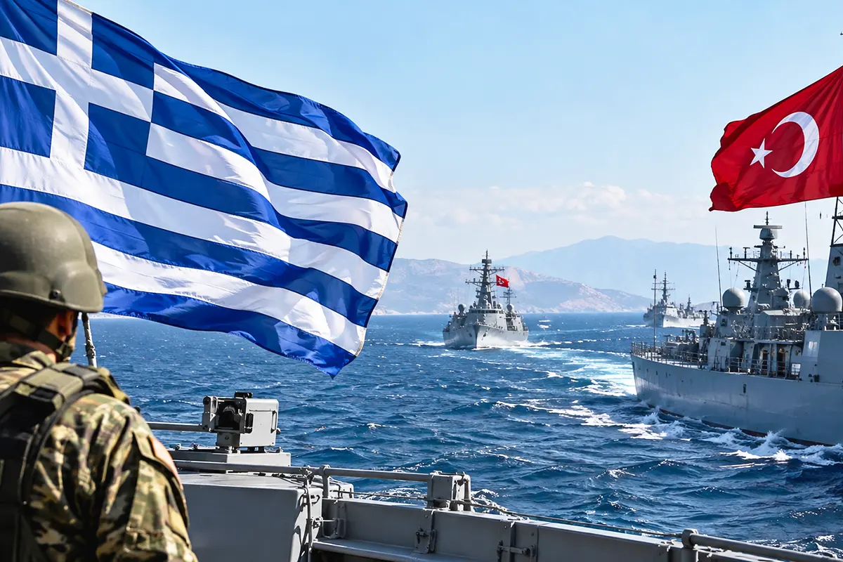 Greek and Turkish warships face off in the Aegean Sea