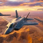 Representative image of the Turkish KAAN fighter jet flying alongside two Turkish military drones