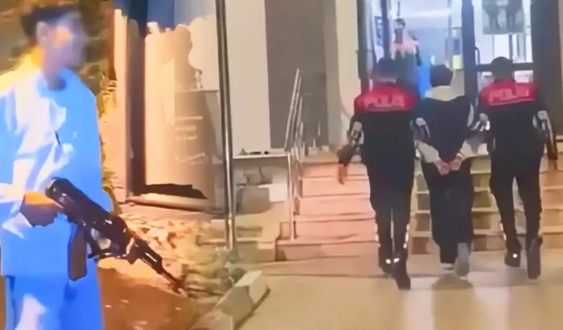 images of a minor on the street with a Kalashnikov rifle, and of the minor being arrested by the police