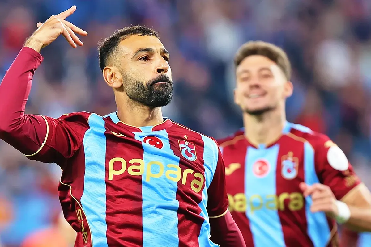 Salah celebrates a goal for Trabzonspor