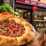 una imagen que muestra el cantık de Bursa junto al restaurante Acı Dayı Cantık Salonu y una imagen de un caballo y un burro