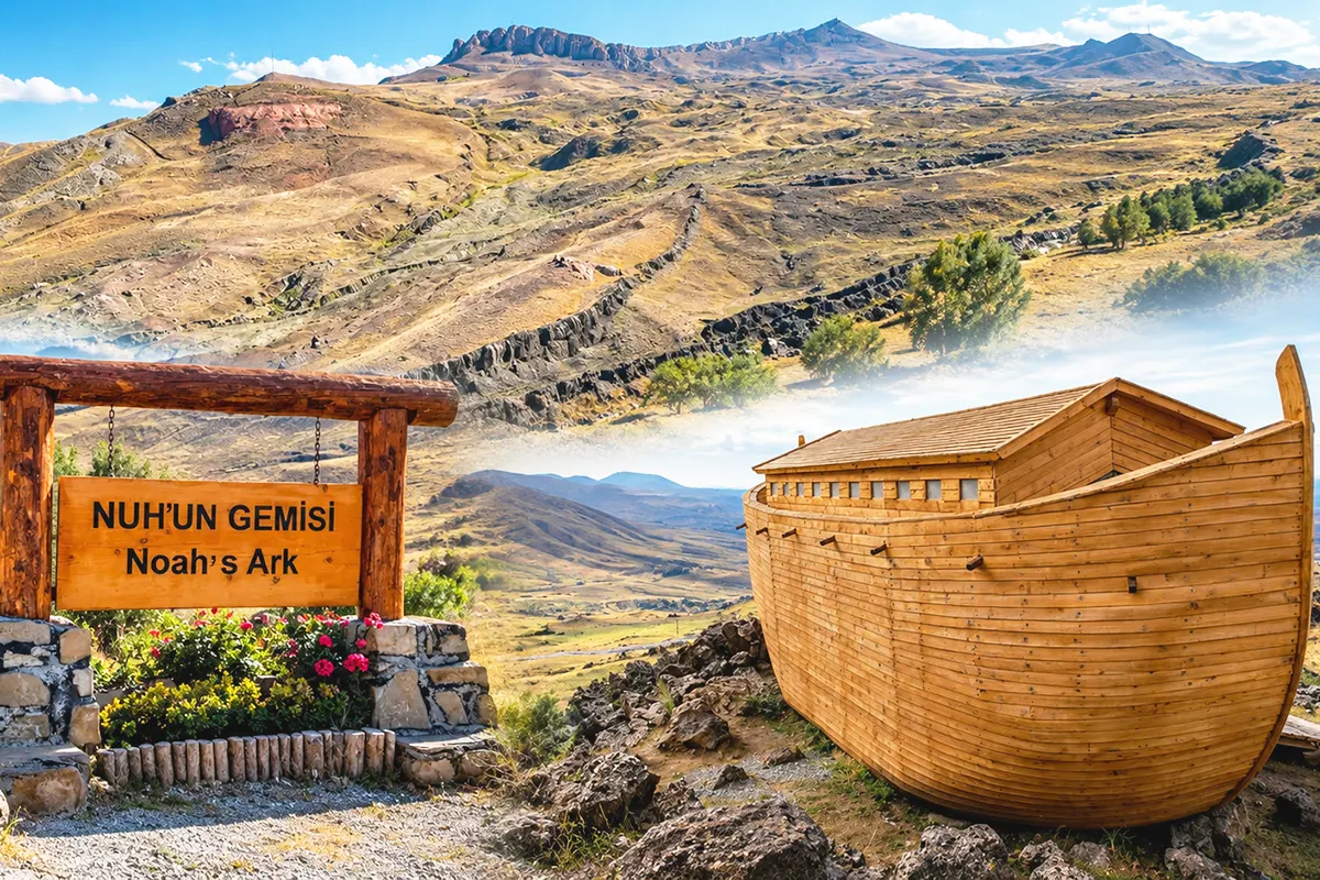 images showing the Durupınar formation in Turkey and a depiction of Noah’s Ark