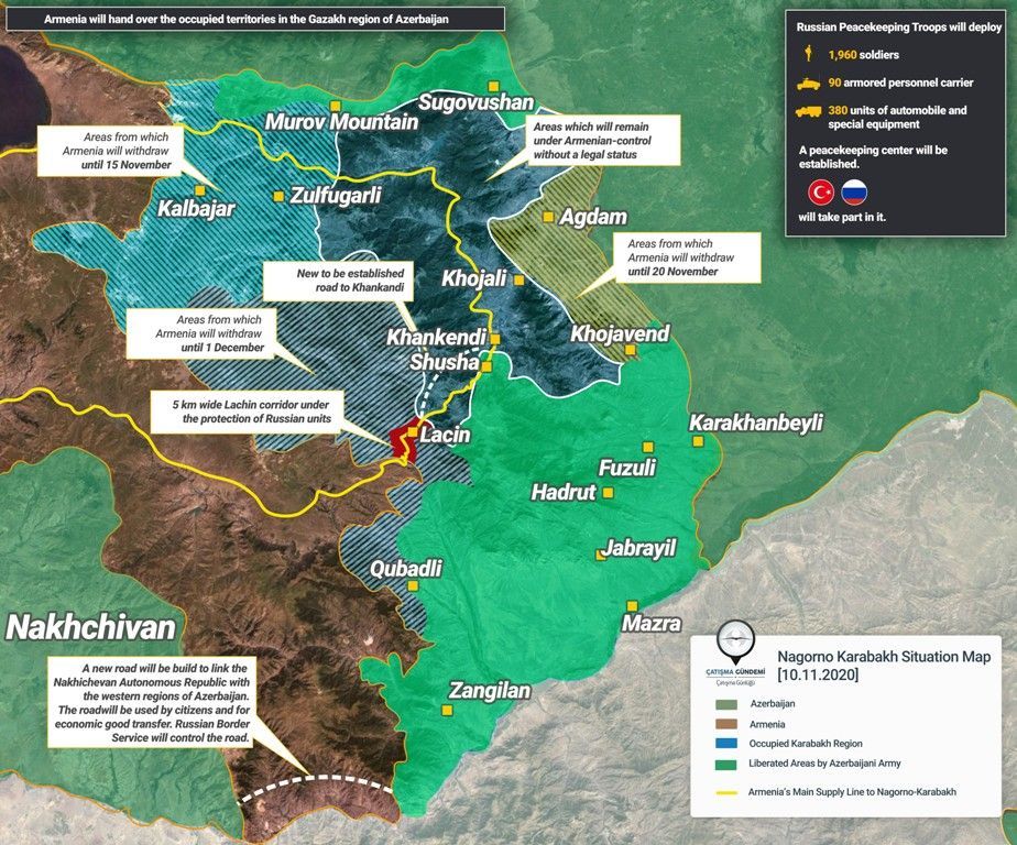 Mapa de nuevas fronteras en el Cáucaso Sur