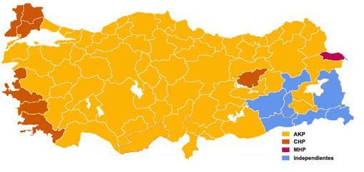 Mapa elecciones en Turquía (2011)