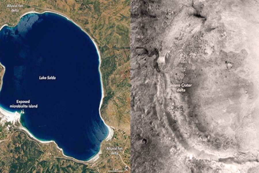 Lago Salda en Turquía y cráter Jezero en Marte